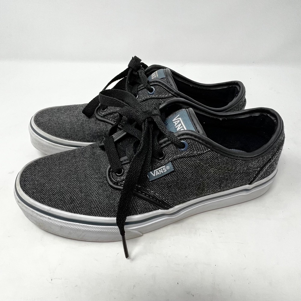 VANS Off The Wall Asher Gray Fabric Size 4 Eur 35 Youth Lace Up Sneaker